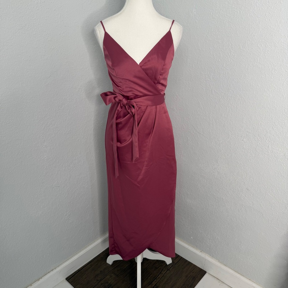 Lulus Joice Mauve Purple Satin Midi Dress Size XS